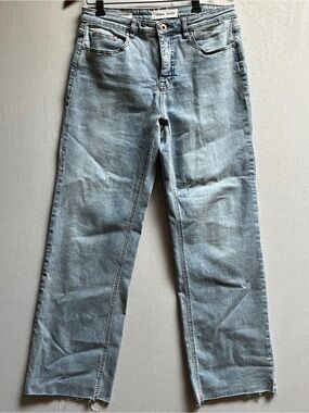 Tribal Jeans Audrey Mid Rise Slouchy Straight Leg Light Wash Sz 10 - 31"